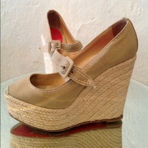 Christian Louboutin Canvas Espadrille Wedges